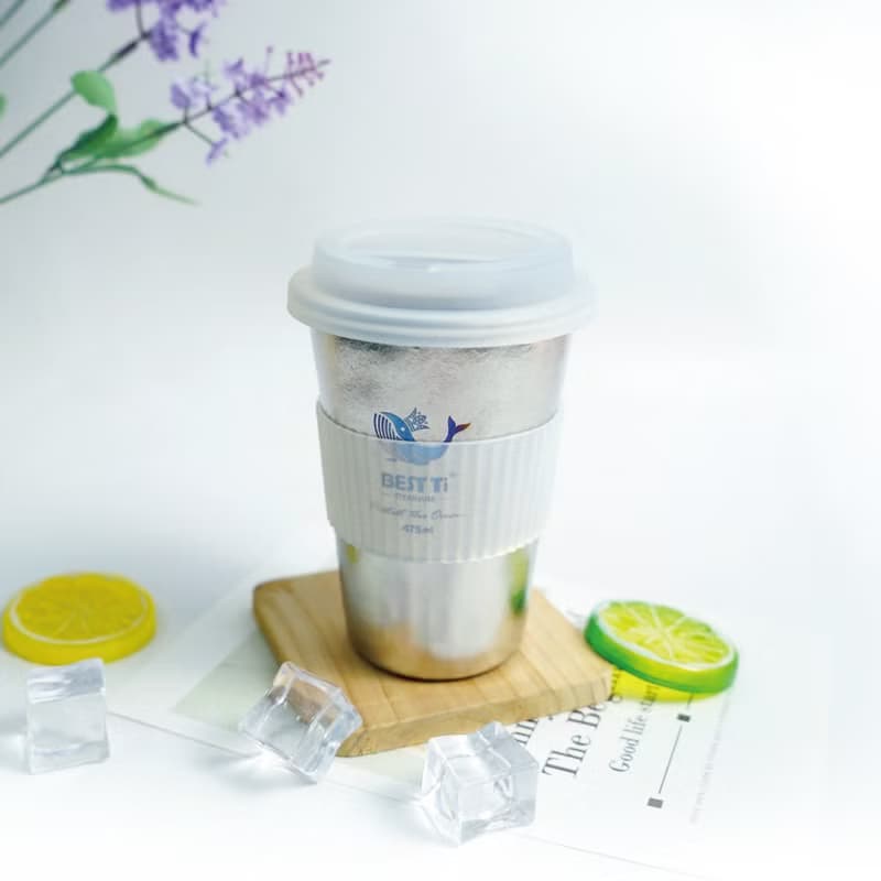 【BEST Ti】熱愛系列-愛地球 冰晶鈦原色 純鈦隨行杯 450ml