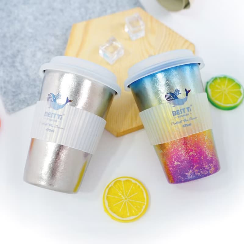 【BEST Ti】熱愛系列-愛地球 冰晶鈦原色 純鈦隨行杯 450ml