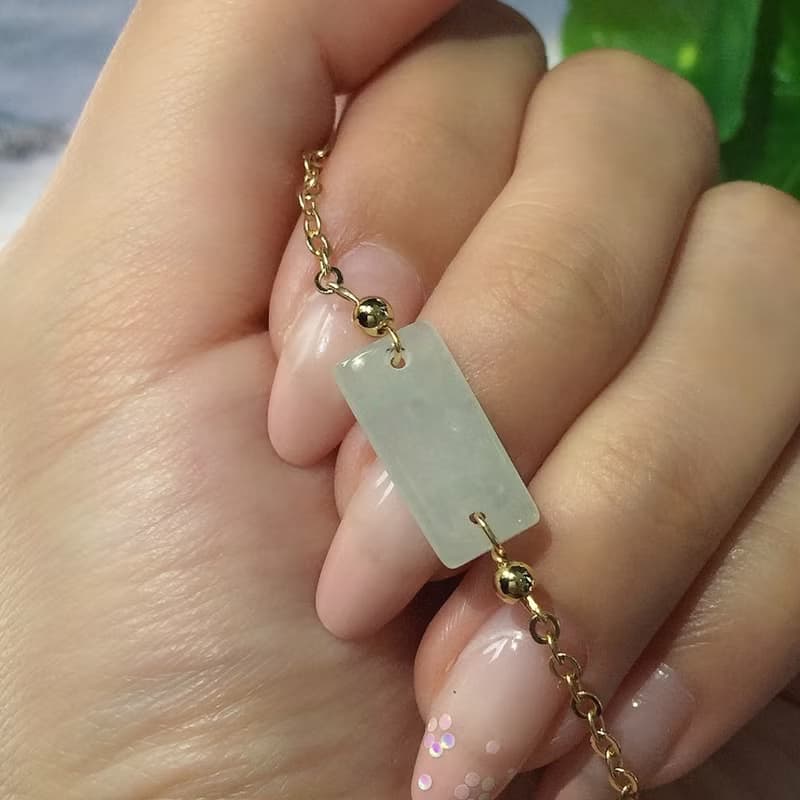 冰種無事牌手鍊14K包金| 天然緬甸玉翡翠A貨| 送禮