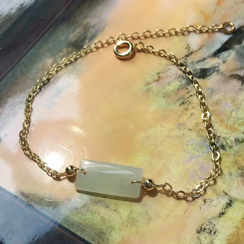 冰種無事牌手鍊14K包金| 天然緬甸玉翡翠A貨| 送禮