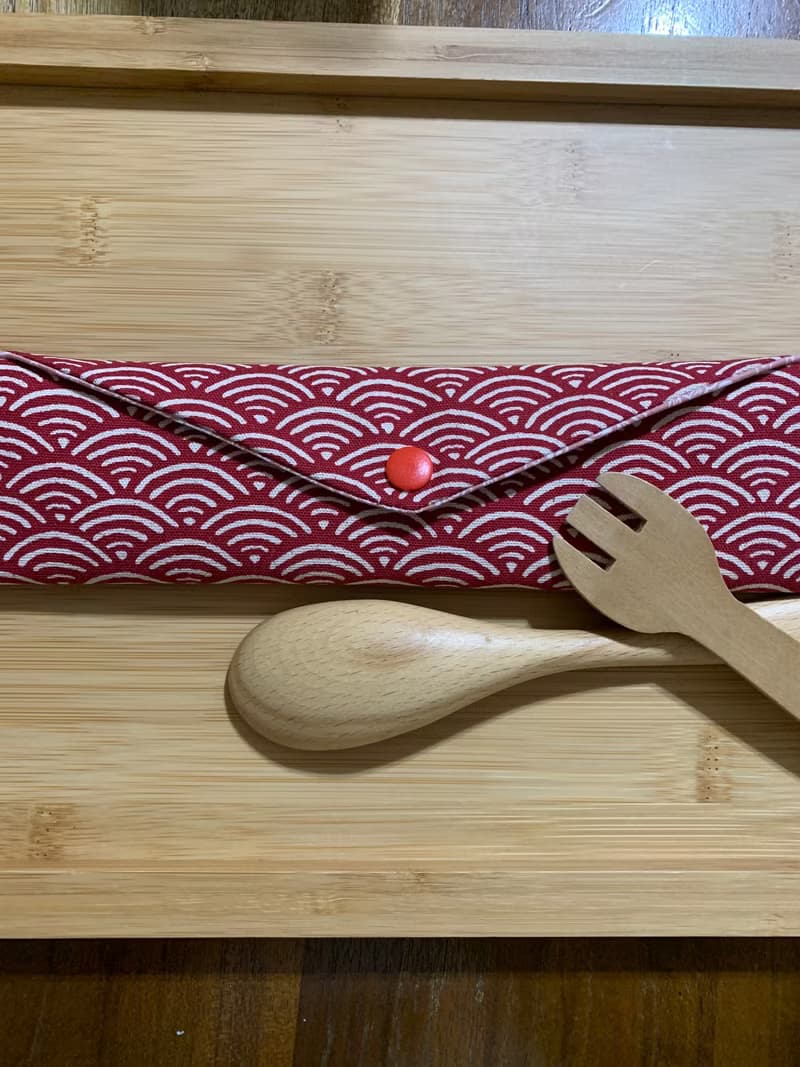 文青風環保筷袋 ~微熱山丘 典雅磚紅 收納 手作餐具袋 交換禮物