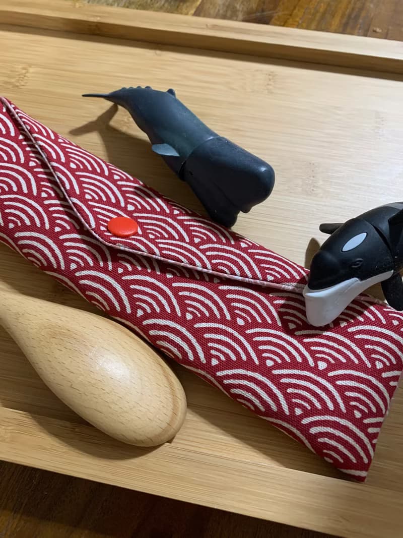文青風環保筷袋 ~微熱山丘 典雅磚紅 收納 手作餐具袋 交換禮物