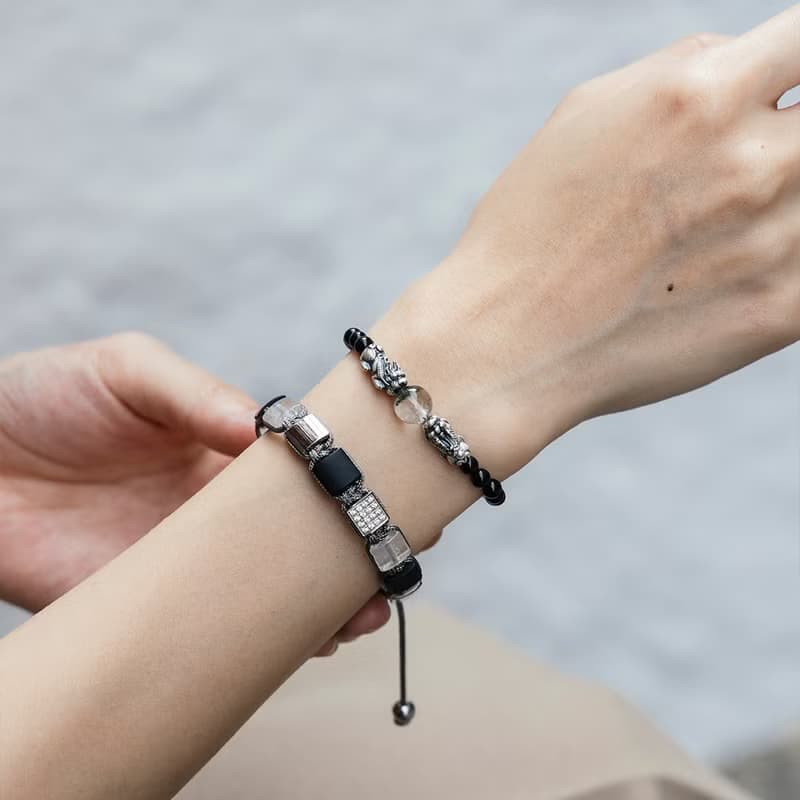 【NOUVELLE】weave | 白水晶。黑瑪瑙手鍊