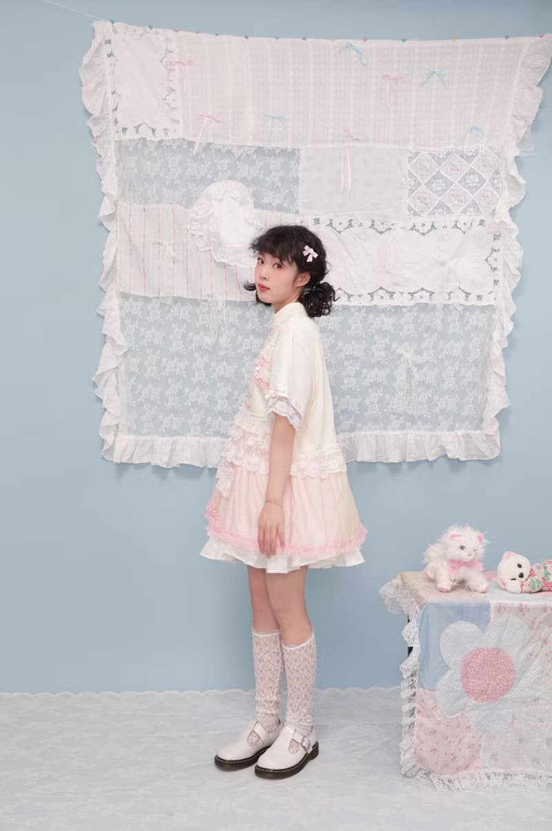 古著少女 remake手絹小狗蕾絲蛋糕短袖T恤