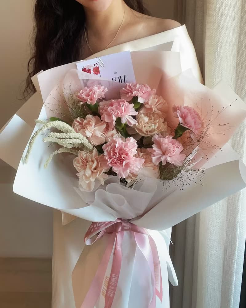 閃耀焦點E人媽媽系列 滿滿康乃馨鮮花束 (淡粉)