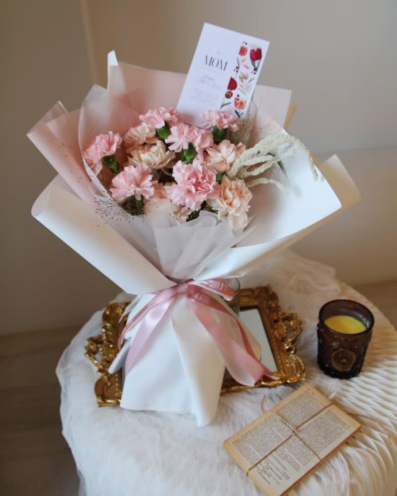 閃耀焦點E人媽媽系列 滿滿康乃馨鮮花束 (淡粉)