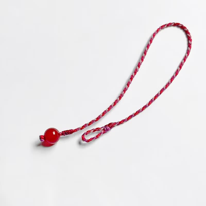 紅瑪瑙四股編超細蠟線編織手環(紅+紫紅+藕紫)