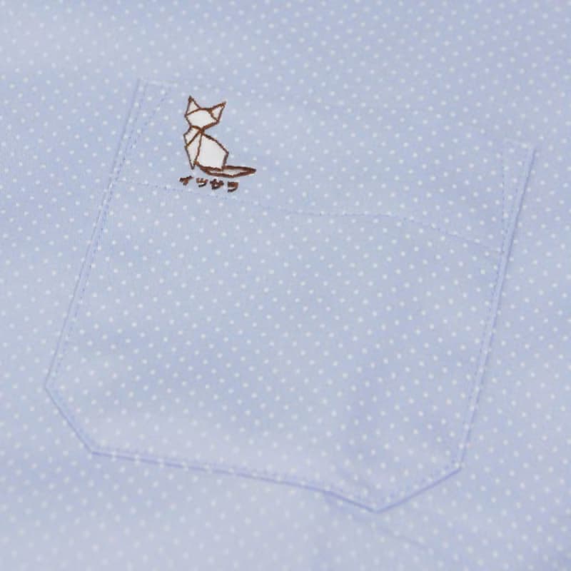 (SIZE S) CAT // blue polka dot // men shirt slim fit