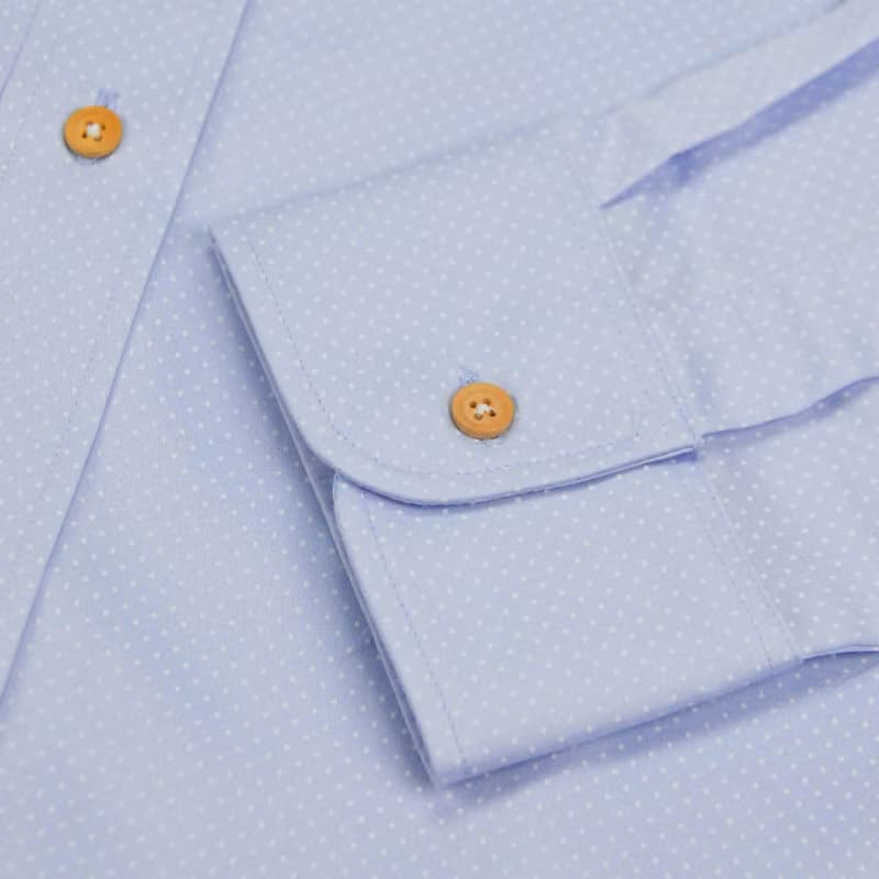 (SIZE S) CAT // blue polka dot // men shirt slim fit