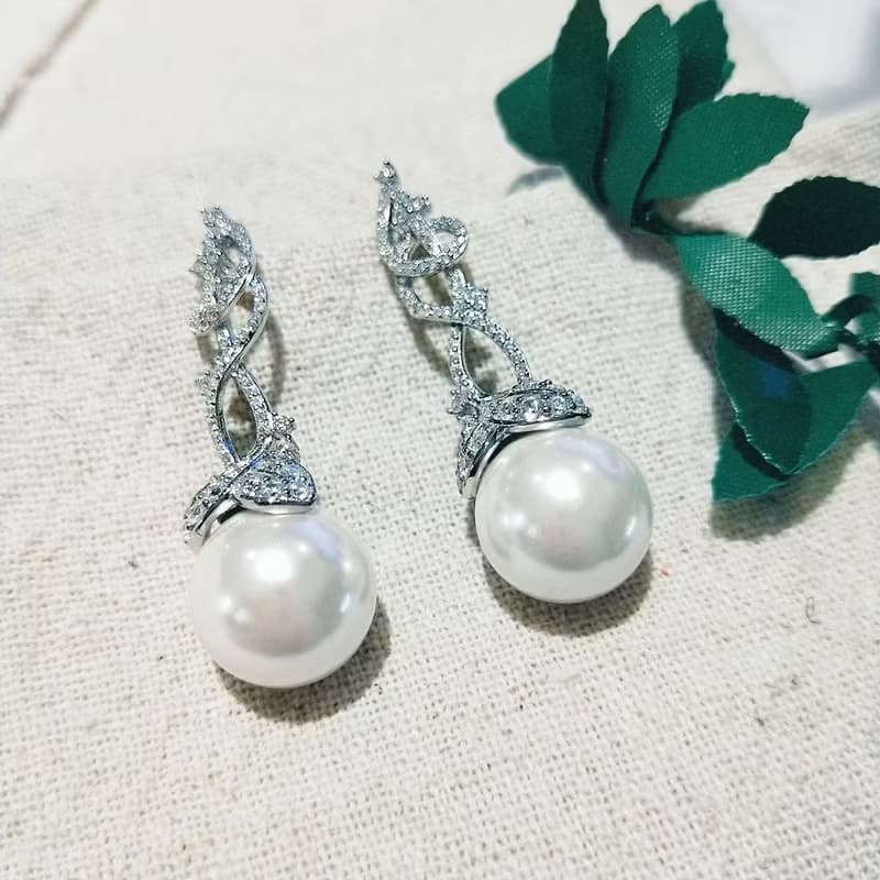 I JEWELRY 璀璨經典小番茄頂級鋯石珍珠純銀耳環 附純銀保證卡
