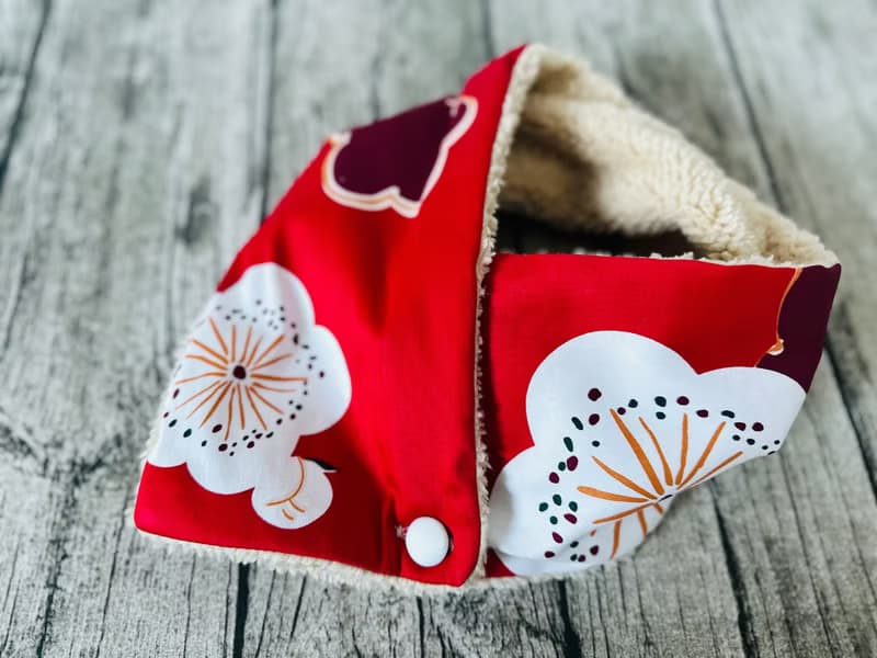 新年飾物 手工縫製大紅棉花保暖圍巾圍脖頸巾