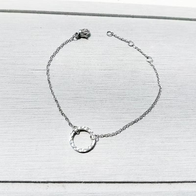 聖誕 交換禮物起司圈 316L鈦鋼凹壓圈圈細版手鍊 禮盒裝