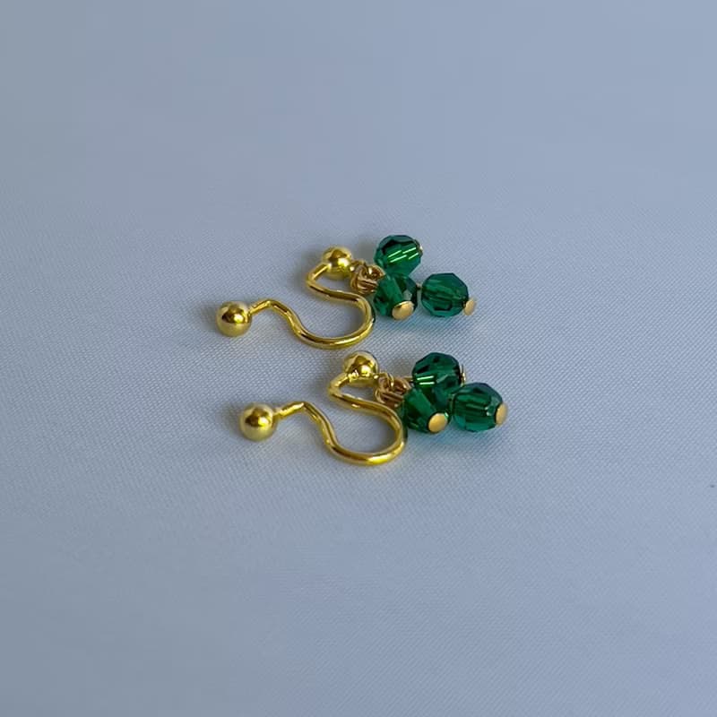 Peacock Green Crystal Non-piercing earrings 【gift box】