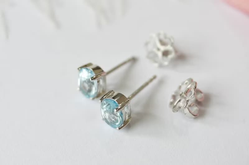 Stud Earrings Natural Topaz Silver925, stud earrings