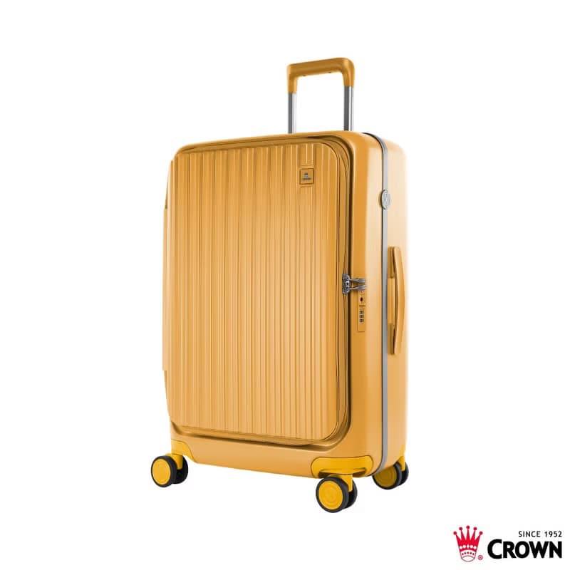 【CROWN】29吋 BOXY 前開框架拉桿箱 託運箱  黃色