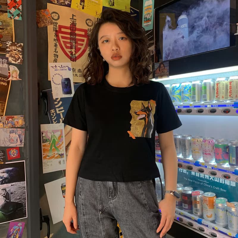 原創杜賓犬印花黑色T恤