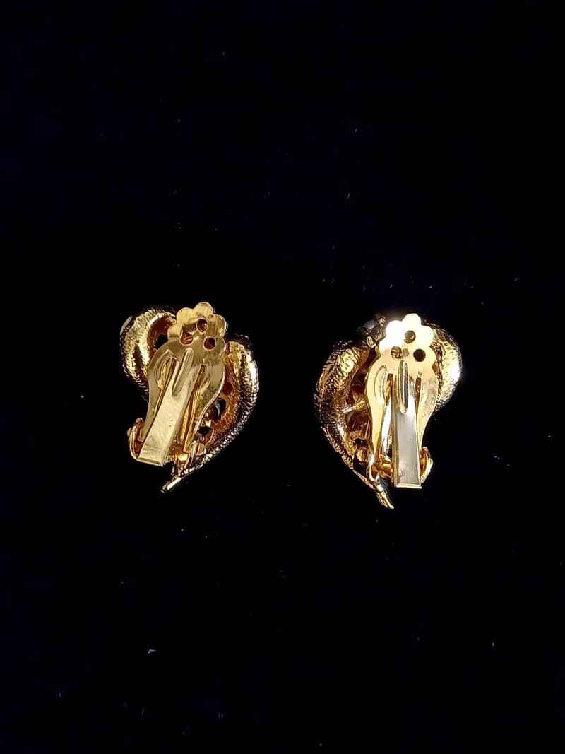 vintage jewelry  典雅金色蕨葉珍珠 夾式耳環