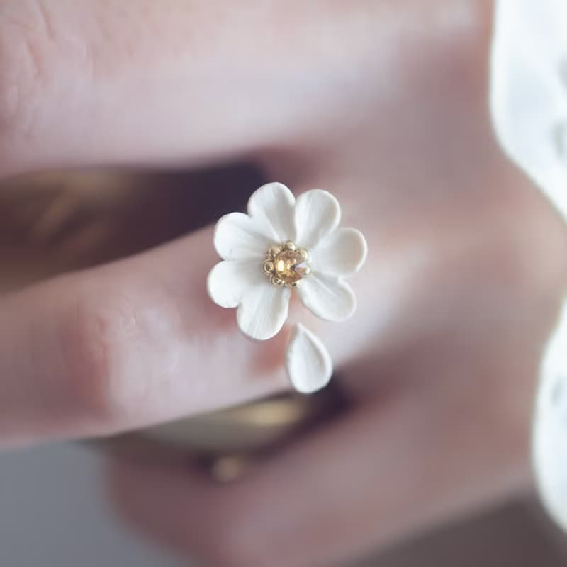 14kgf 包金軟陶 花算命 開口戒 / Free Size