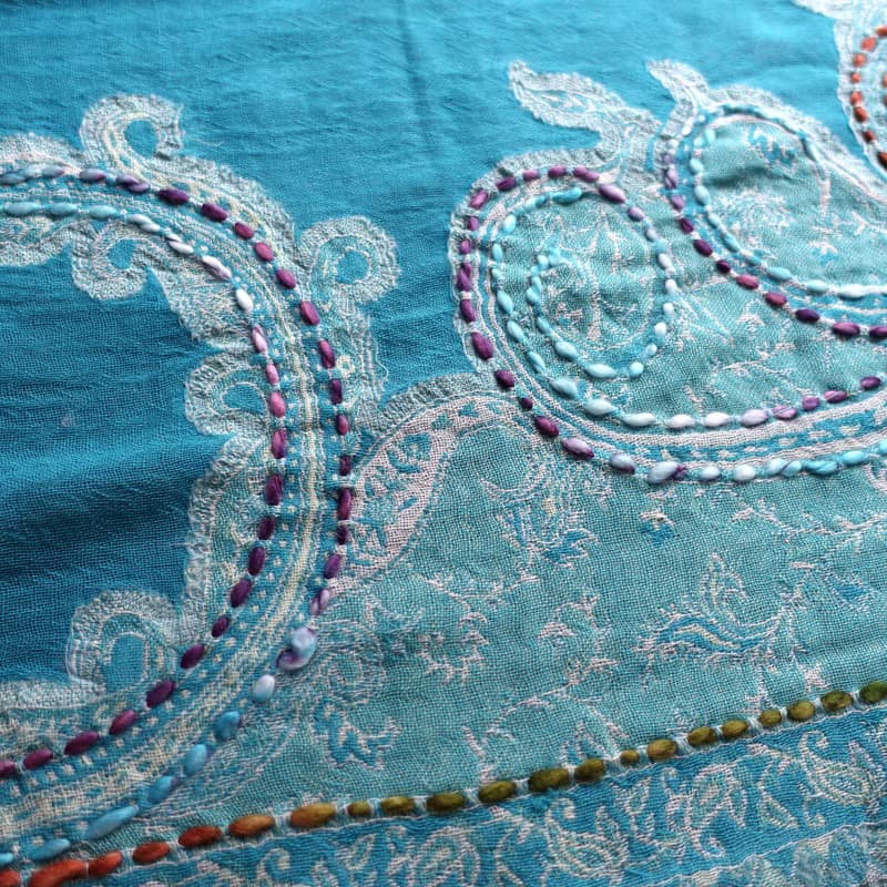 手工刺繡・水煮羊毛披肩圍巾・居家掛毯
