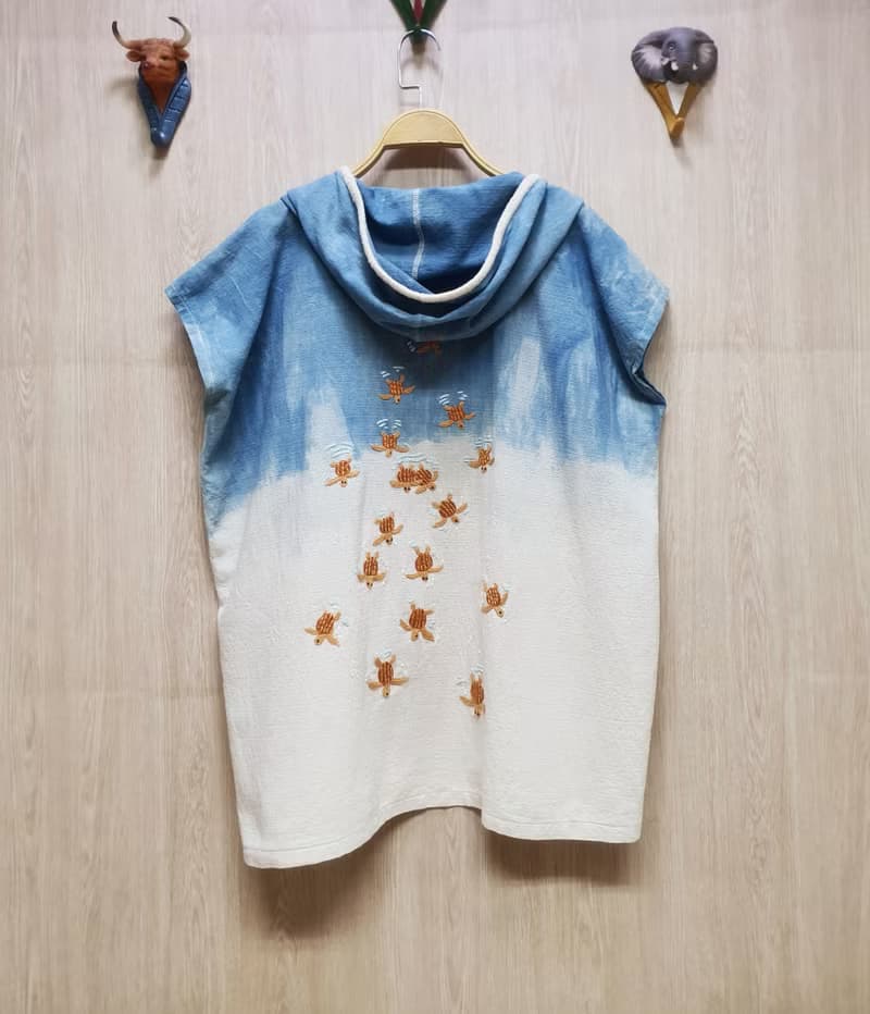 Hand Embroidery Cardigan, Turtle, Sea, Ocean