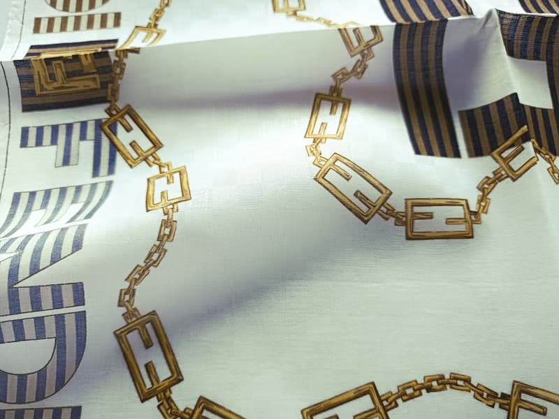 Fendi Vintage Handkerchief Jewelry Gold Chain Logo 20 x 20 Inches