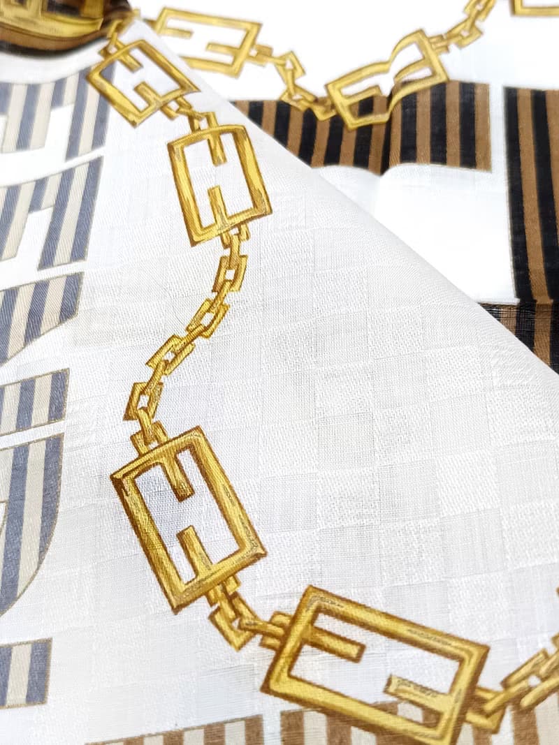 Fendi Vintage Handkerchief Jewelry Gold Chain Logo 20 x 20 Inches
