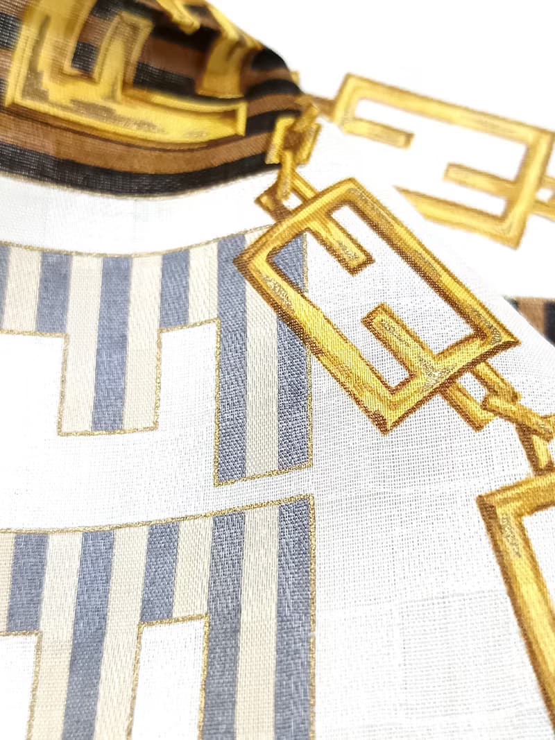 Fendi Vintage Handkerchief Jewelry Gold Chain Logo 20 x 20 Inches