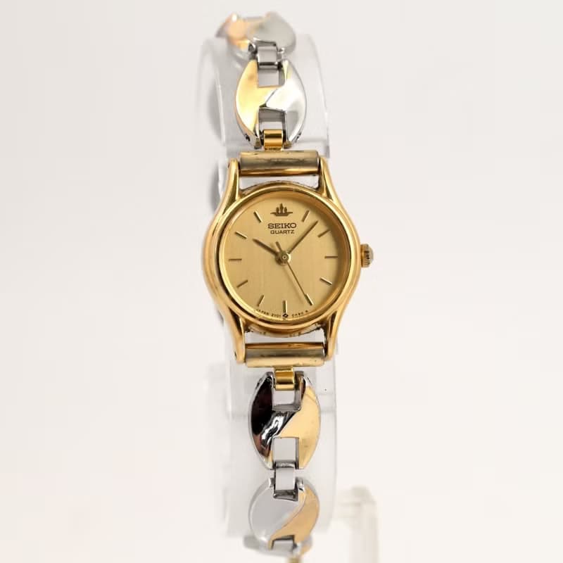 SEIKO 女性用腕時計 クォーツ 2Y01-0A10  ゴールド文字盤 ツートンブレスレット 手錶 古董錶 復古手錶