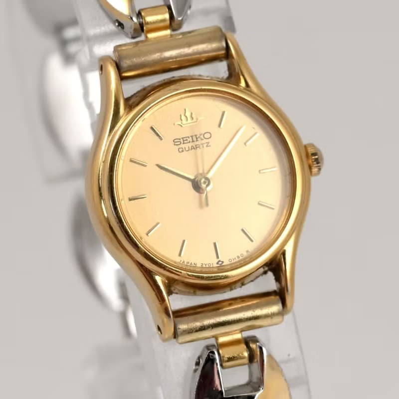 SEIKO 女性用腕時計 クォーツ 2Y01-0A10  ゴールド文字盤 ツートンブレスレット 手錶 古董錶 復古手錶