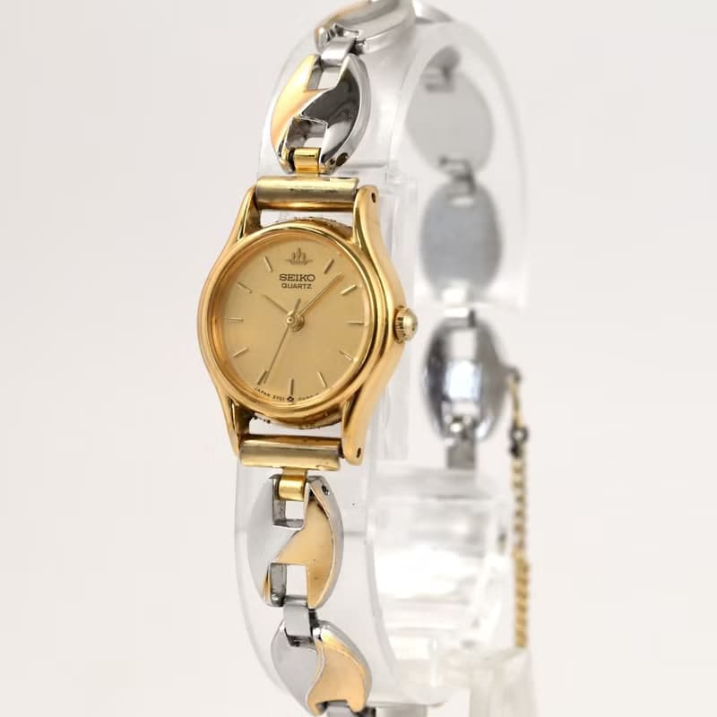 SEIKO 女性用腕時計 クォーツ 2Y01-0A10  ゴールド文字盤 ツートンブレスレット 手錶 古董錶 復古手錶