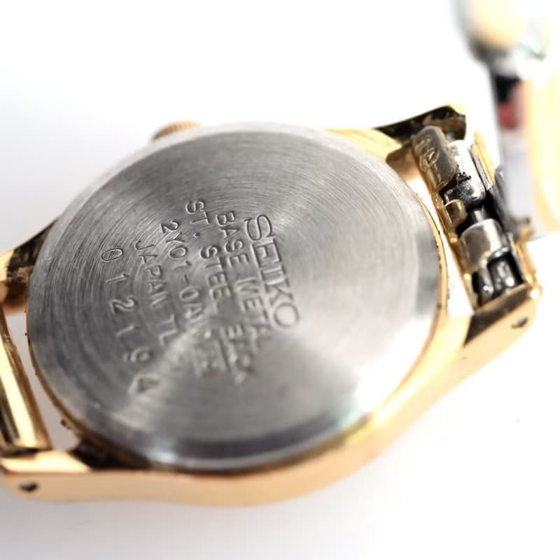 SEIKO 女性用腕時計 クォーツ 2Y01-0A10  ゴールド文字盤 ツートンブレスレット 手錶 古董錶 復古手錶