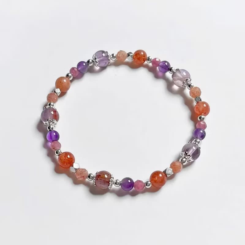 紫幽靈太陽石925純銀手鍊