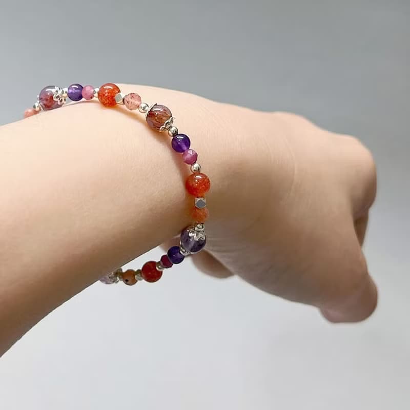 紫幽靈太陽石925純銀手鍊