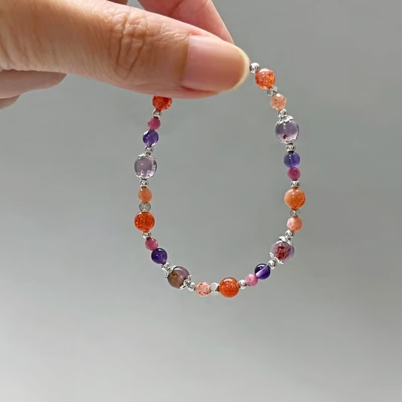 紫幽靈太陽石925純銀手鍊