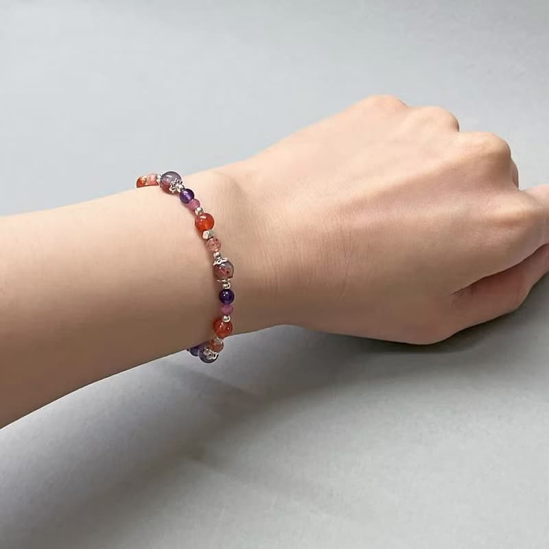 紫幽靈太陽石925純銀手鍊