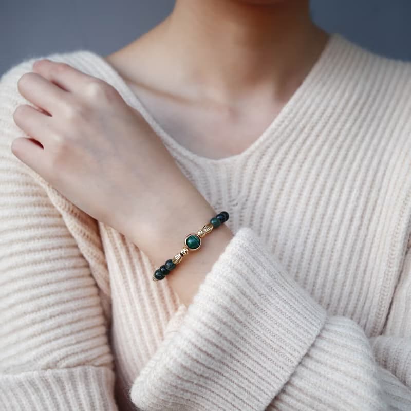 植感生活 | A41孔雀石水草瑪瑙白水晶手鍊