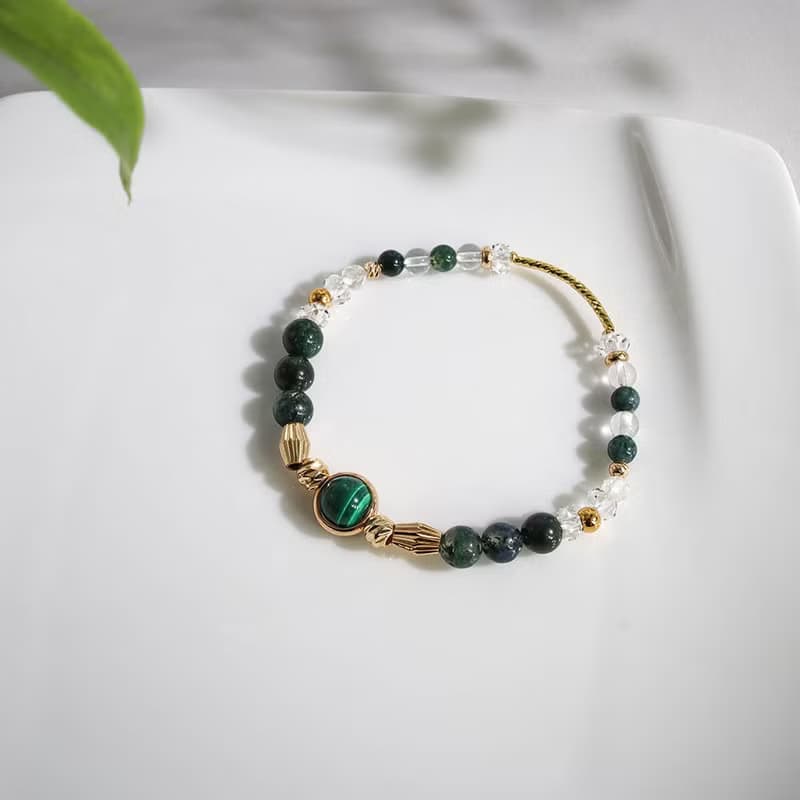 植感生活 | A41孔雀石水草瑪瑙白水晶手鍊