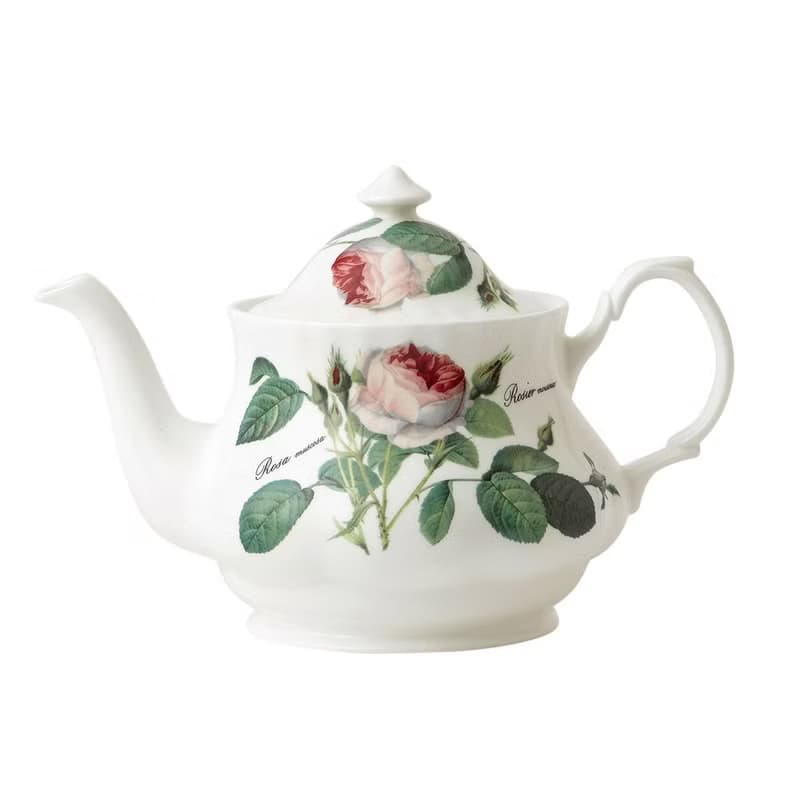 英國RK Redoute Rose浪漫淺玫瑰系列下午茶具5件組 (1壺4杯盤)