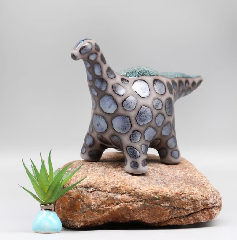 Handmade Ceramic Dinosaur Sculpture - Fantasy Table Art