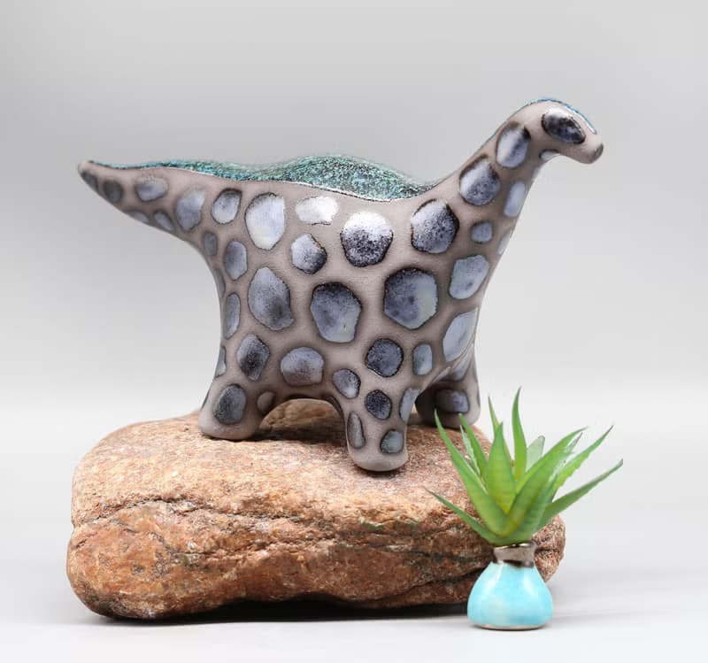 Handmade Ceramic Dinosaur Sculpture - Fantasy Table Art