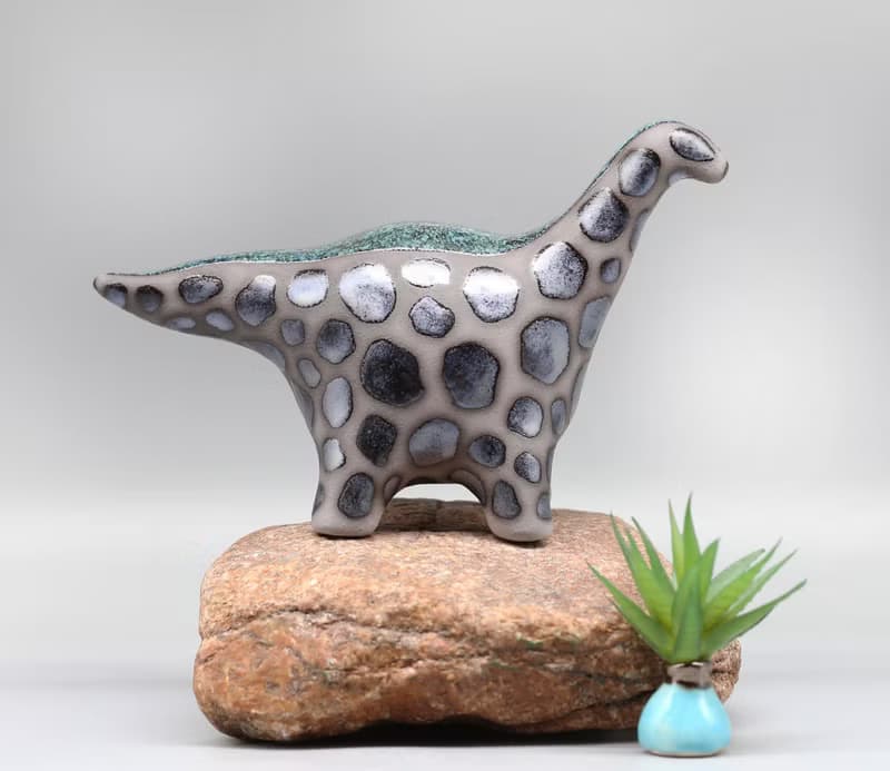 Handmade Ceramic Dinosaur Sculpture - Fantasy Table Art