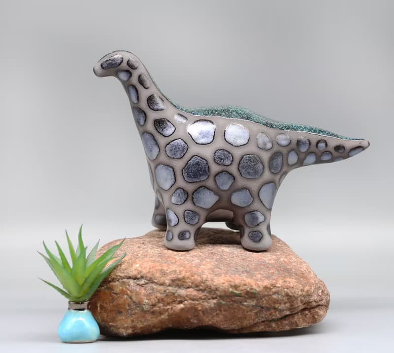 Handmade Ceramic Dinosaur Sculpture - Fantasy Table Art