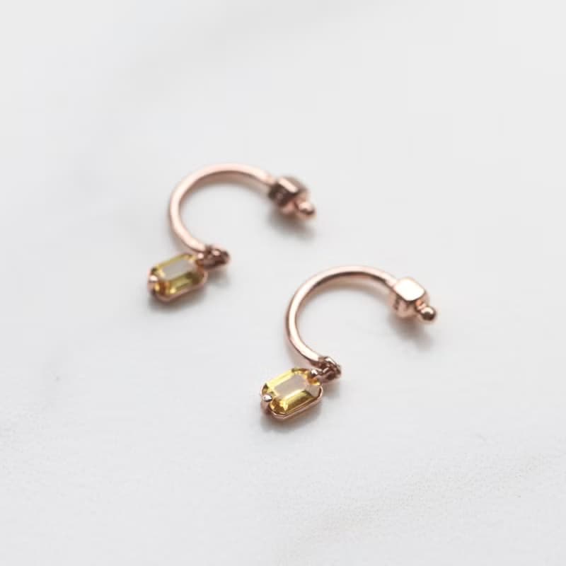 14K 天然藍寶石C型鎖珠耳環(單個)耳骨 耳窩 不退色