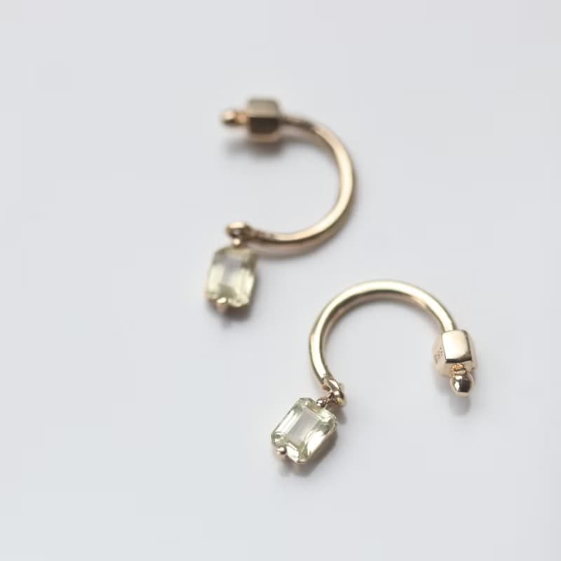 14K 天然藍寶石C型鎖珠耳環(單個)耳骨 耳窩 不退色