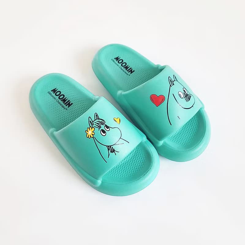 【Pinkoi x Moomin】饅頭厚底拖鞋-綠色 姆明與歌妮 防水鞋