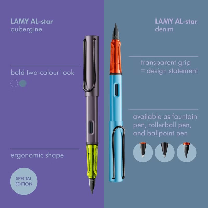 【雷雕刻字】LAMY 鋼珠筆 限量單入筆套禮盒 /AL star 2025 紫灰
