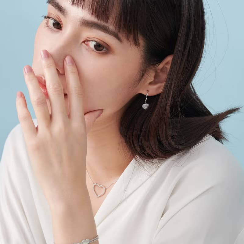 愛心細閃微鑲鑽耳環 輕珠寶 耳環