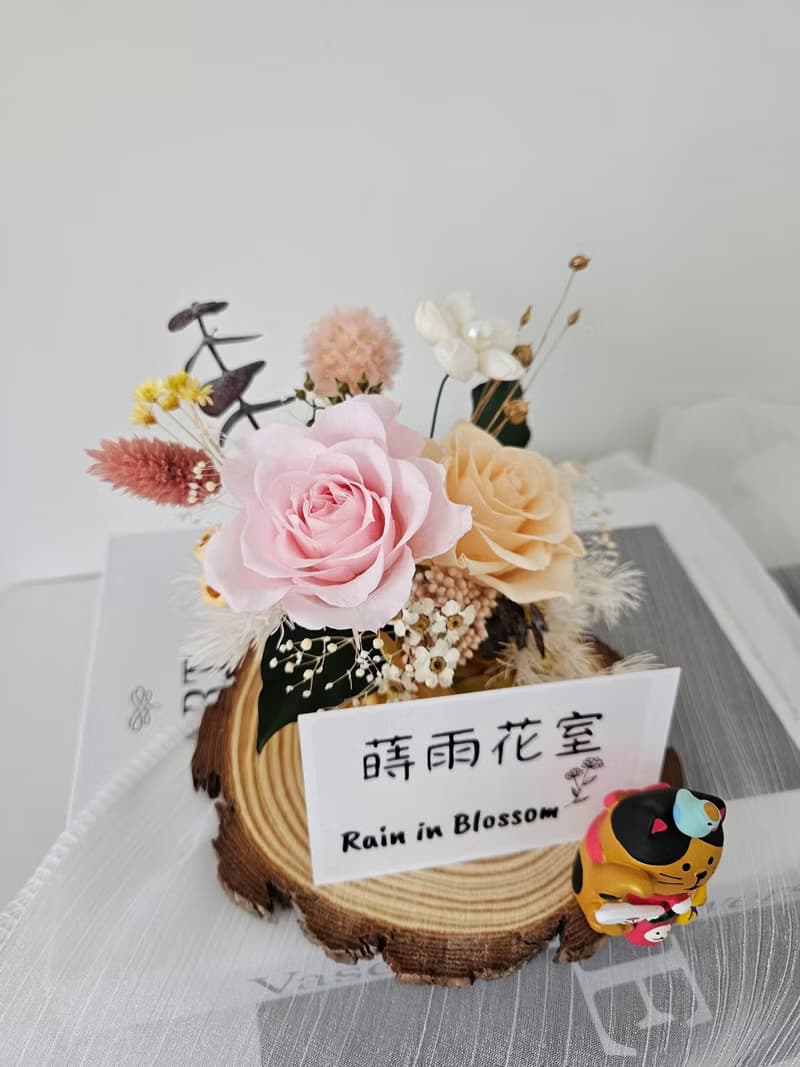 永生花招財貓名片座 開幕花禮 祝賀花禮