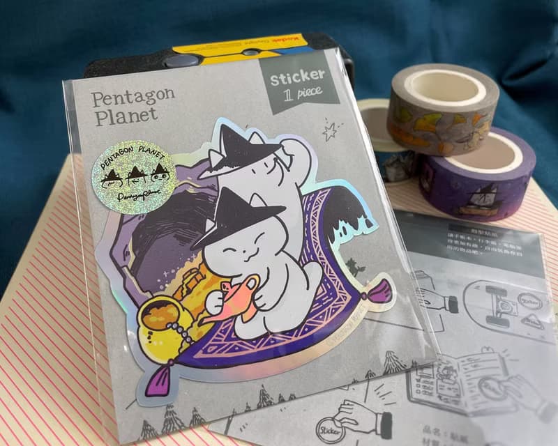 神燈與魔毯大貼紙2入 行李箱貼紙  造型貼紙 / 五角星球