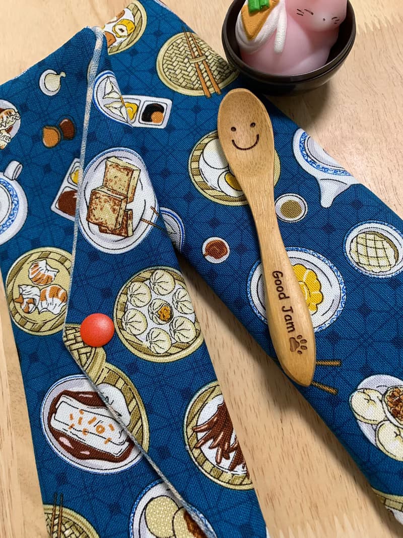 文青風環保純棉筷袋 台灣美味小吃 質感原胚 沈穩藍 日本 潮物 收